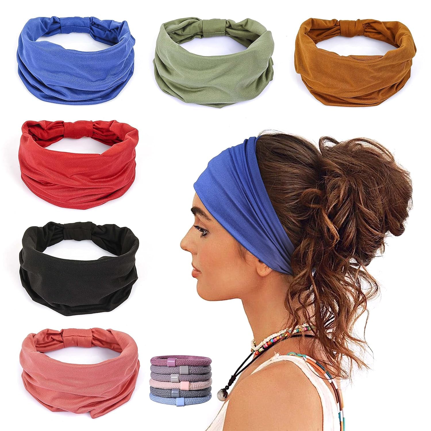 Elevate Your Workout with 6 Pack of Stylish Wide Headbands - Non-Slip, Soft Elastic Hair Bands for Yoga, Running, and Everyday Wear!