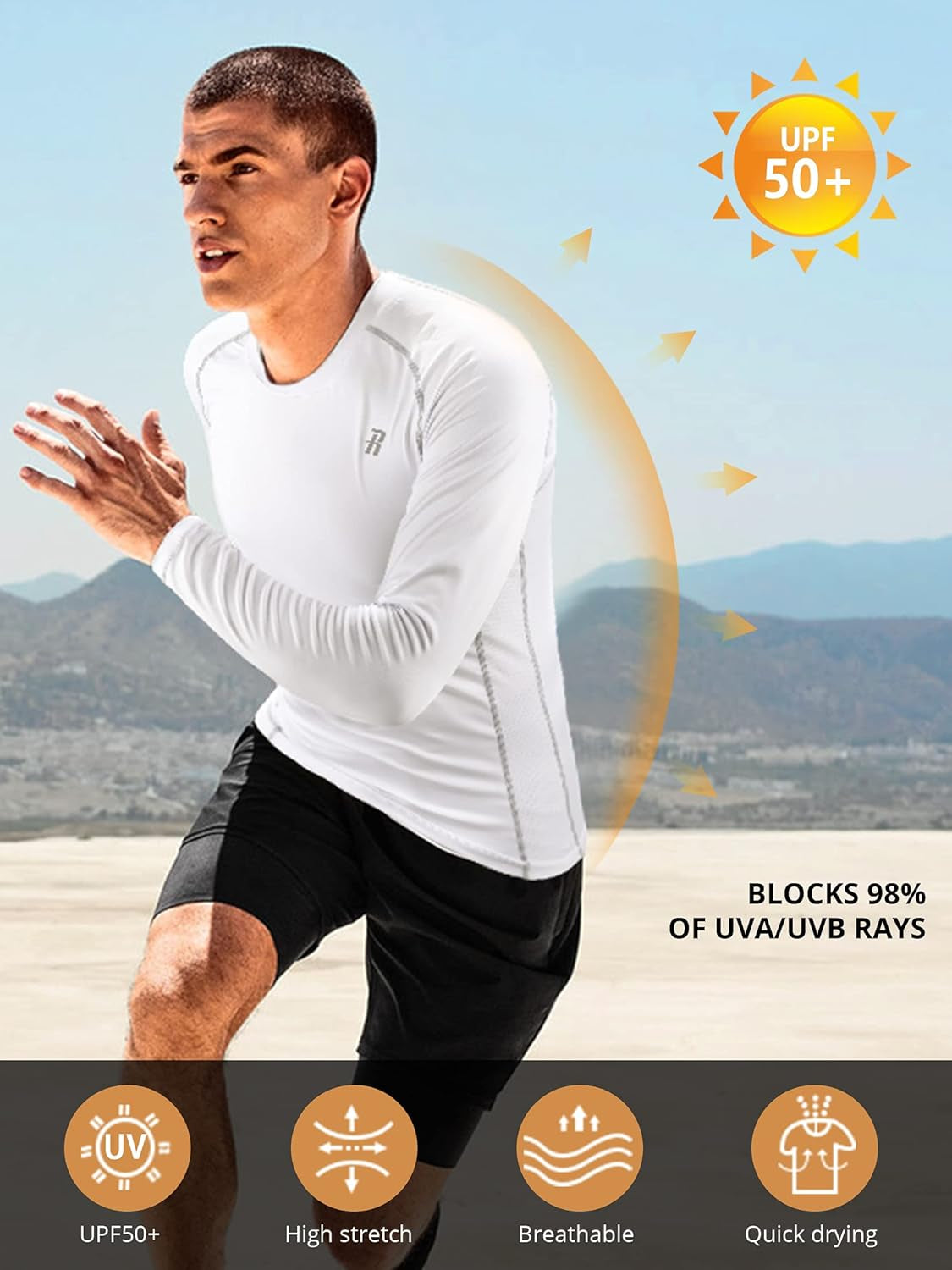 Elevate Your Workout with Our Men's Long Sleeve Compression Shirts - Cool Dry Athletic Tees in Black, White, and Navy