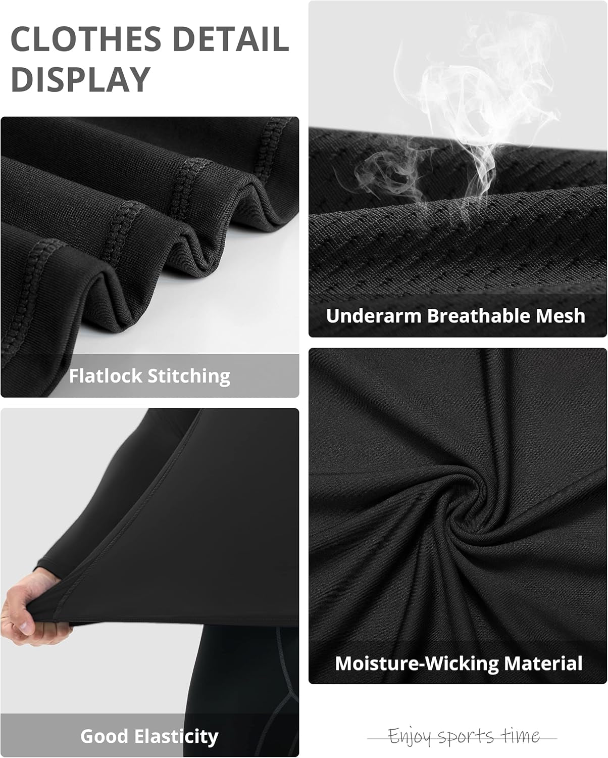 Elevate Your Workout with Our Men's Long Sleeve Compression Shirts - Cool Dry Athletic Tees in Black, White, and Navy