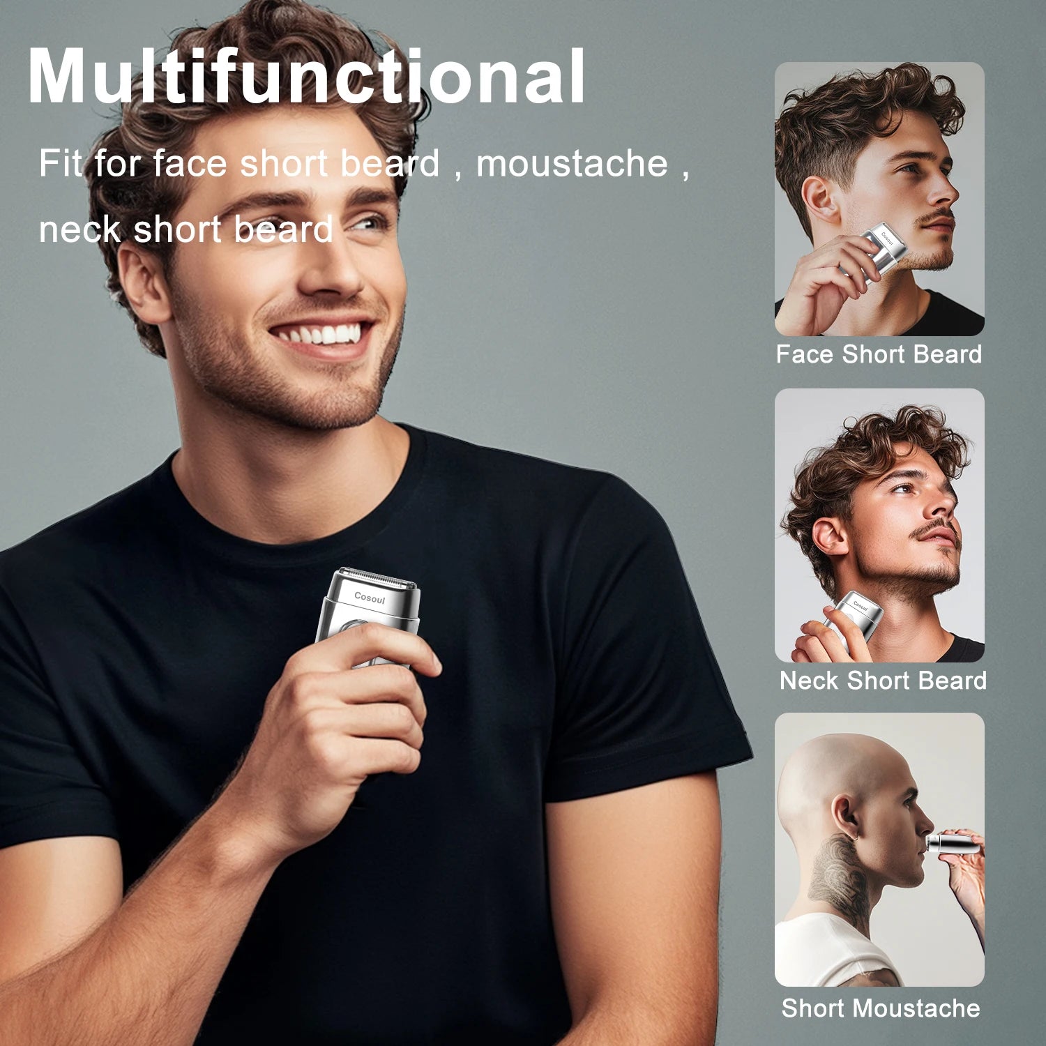 Experience Ultimate Grooming with the Portable Men's Electric Shaver - 3 Blades, 900mAh Battery, and Travel Lock Design