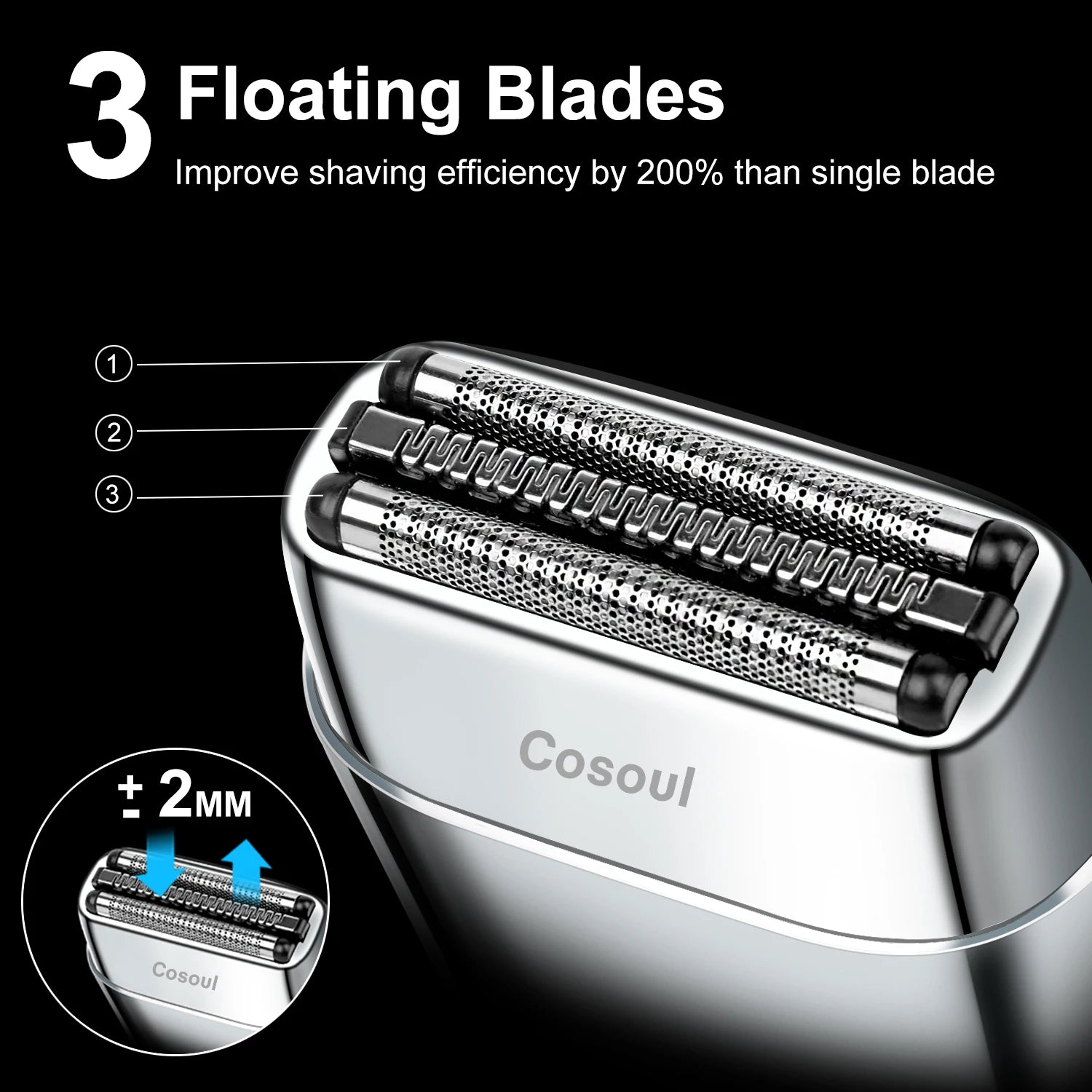 Experience Ultimate Grooming with the Portable Men's Electric Shaver - 3 Blades, 900mAh Battery, and Travel Lock Design