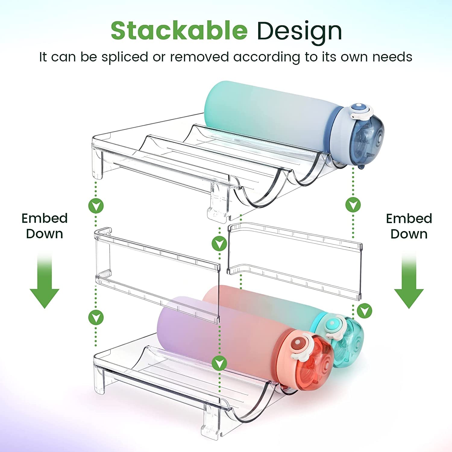 Effortlessly Organize Your Space with Our Stackable Water Bottle Storage Rack - 2 Pack of Clear Acrylic Holders