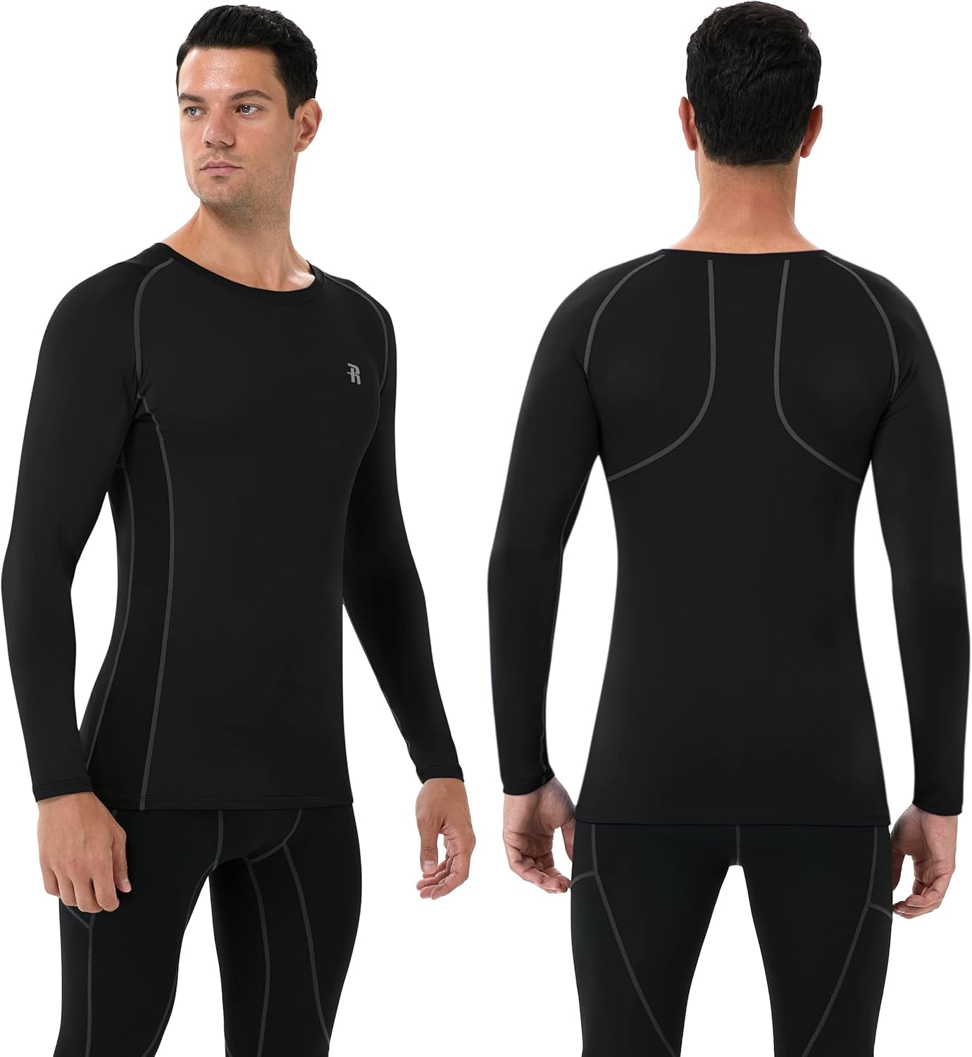 Elevate Your Workout with Our Men's Long Sleeve Compression Shirts - Cool Dry Athletic Tees in Black, White, and Navy
